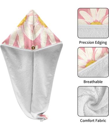 Buy Pink Daisy Hair Towel 2 Pack - Super Absorbent Quick Dry Hair Turbans for Women & Girls - Buy Online on GoSupps.com
