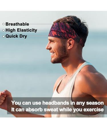 Awumbuk Sport Headband for Men - 5 Pcs Stretchy Welding Tape Forehead Bands | Breathable & Absorbent Hair Ripe for Fitness Running & Movement - Red - Buy Online on GoSupps.com