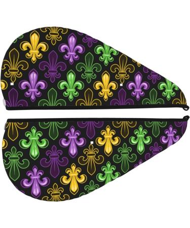 Buy Mardi Gras1 Microfiber Hair Towel - Soft Absorbent Quick Dry Hair Wrap for Women | Ideal for Long Curly & Thick Hair - Buy Online on GoSupps.com