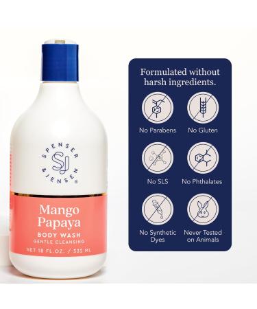 Spenser & Jensen Daily Moisturizing Body Wash with Hydrating Mango & Papaya - Gentle & Cleansing Body Soap - Sulfate & Paraben Free - 18 Oz (Pack of 1) Mango Papaya 18 Ounce (Pack of 1) - Buy Online on GoSupps.com