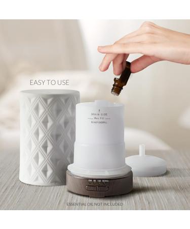 Earnest Living Oil Diffuser for Essential Oils - White Ceramic Large Room Aromatherapy 4 Timers 7 Night Lights Auto Shutoff 100ml - 2 Glossy Ceramic Pieces - Buy Online on GoSupps.com