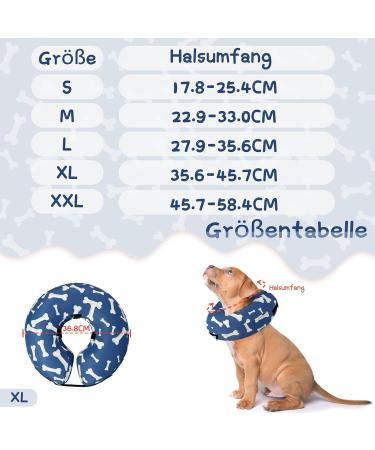 Supet Rewrise Dog Inflatable Collar - Comfortable & Adjustable Post-Surgery Pet Protection (XL Blue Bones 35.6-45.7cm) - Buy Online on GoSupps.com