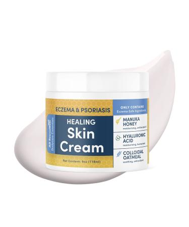 AD RescueWear - Bodycare Essentials Healing Skin Cream - For Eczema and Psoriasis - With Manuka Honey  Hyaluronic Acid  and Colloidal Oatmeal - Fragrance-Free - Made in the USA - 4 OZ 8 Ounce (Pack of 1)
