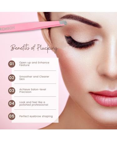 Remboh Professional Stainless Steel Slant Tweezers - Precision Eyebrow Tweezers (Pink, Pack of 2) - Buy Online on GoSupps.com