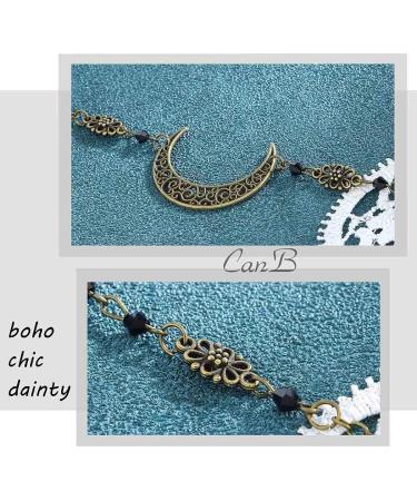 Boho Moon Head Chain Charm Vintage Hair Jewelry | Festival Forehead Hair Chain Accessories for Women - Silver Gypsy Headpiece - Buy Online on GoSupps.com