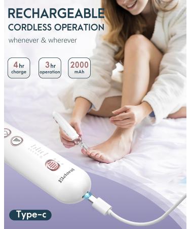 Electric Manicure Pedicure Set for Women - Cordless Rechargeable Nail Drill with 8 Attachments and LED Light - Ideal for Thick Nails and Cuticle Care - White - Buy Online on GoSupps.com