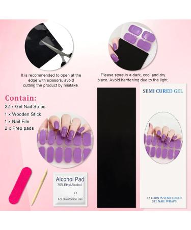 CBOIC 22-Piece Halved Gel Nail Films - UV Hardening Self-Adhesive Nail Stickers for Salon Quality Purple Fingernail Decoration for Women & Girls - Buy Online on GoSupps.com