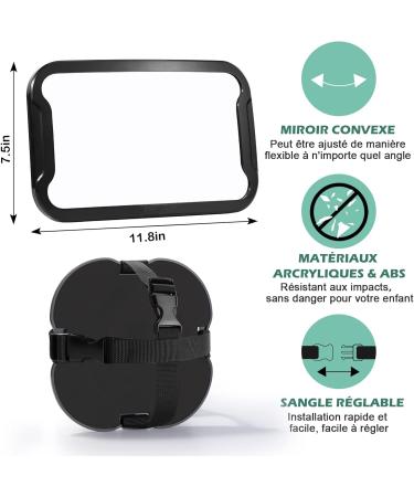 Vinabo Baby Car Mirror - 100% Shatterproof, Adjustable Rear View Mirror for Newborns | Drive Safely with this Baby Essential and Monitor Your Child on the Go - Buy Online on GoSupps.com