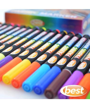 Fabric Markers Set (24 Pens) Non-Toxic, Machine Washable - Individual Colors, Bullet Tip - Ideal for Clothes, Jeans, Shirts - Buy Online on GoSupps.com
