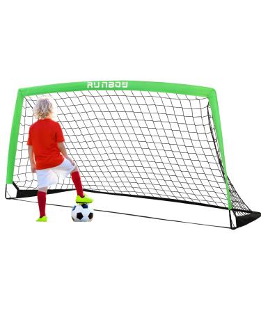 RUNBOW 6x4 ft Portable Kids Soccer Goal for Backyard Practice Soccer Net with Carry Bag Green 6x4 FT, 1 Pack