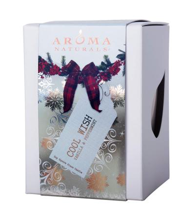 Aroma Naturals Wish Holiday Square Glass Soy Candle - Peppermint & Vanilla 6.8 oz | Eco-Friendly Gift for Any Occasion - Buy Online on GoSupps.com