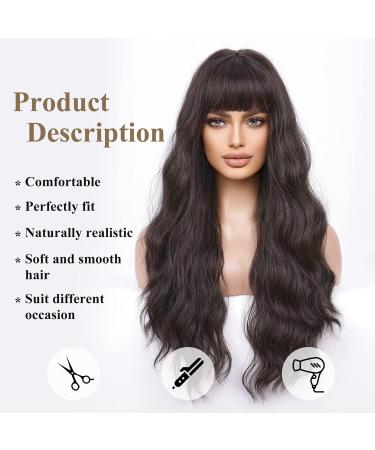 HAIRCUBE Black Long Curly Wig with Bangs - Heat Resistant Synthetic Wigs for Women, Perfect for Daily & Party Use - Buy Online on GoSupps.com