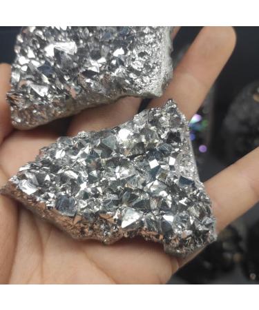 Natural Crystal Rough 1pcs Natural DIY Materials Making Electroplating Silver Raw Gemstone Crystal Cluster Titanium Geode Gifts Specimens 80-100g - Buy Online on GoSupps.com