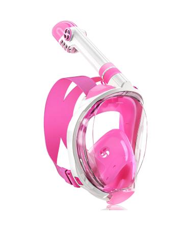 QingSong Kids Snorkel Mask Full Face, Snorkeling Set with Camera Mount, Foldable 180 Degree Panoramic View Snorkeling Gear Anti-Fog Anti-Leak 1white/pink X-Small