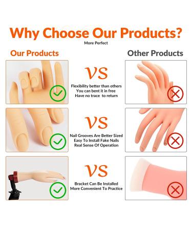 Acrylic Nail Practice Hand for Nail Techs - Rubber Nail Art Hand for Nail Supplies & Equipment - Buy Online on GoSupps.com