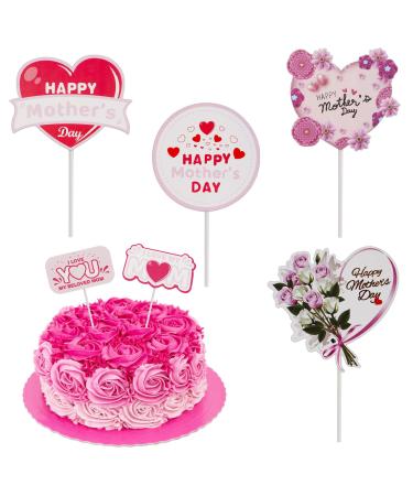 SICOHOME Happy Mothers Day Topper 24PCS Mothers day cake toppers Mothers Day Cupcake Toppers Picks Sticks Feliz Dia de las Madres Cake Topper for Mother's Day Birthday Party Cake Decoration Supplies