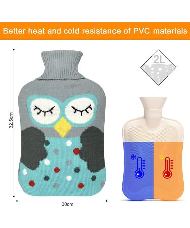 Olivialiving 2L Hot Water Bottle for Pain Relief | Heating & Cooling with Cartoon Owl Knitting Cover - Best Heat Cold Therapy - Buy Online on GoSupps.com