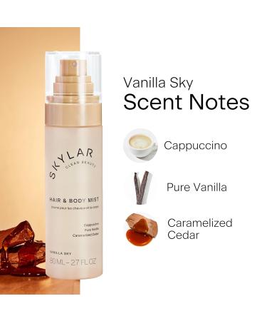 Skylar Vanilla Sky Hair & Body Mist | Hypoallergenic & Clean Fragrance | Vegan Cruelty Free and Safe For Sensitive Skin | 80 ML 2.7 Fl Oz - Buy Online on GoSupps.com