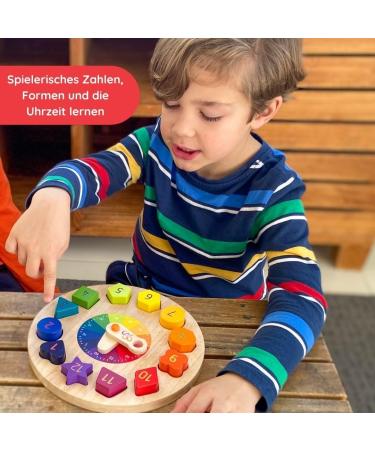 SCHMETTERLINE Kronolino Wooden Learning Clock | Rainbow Colors for Playful Time Learning | Ages 3+ - Buy Online on GoSupps.com