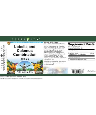 Lobelia and Calamus Combination - 450 mg (100 Capsules ZIN: 513018) - 3 Pack - Buy Online on GoSupps.com