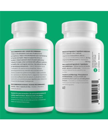Vitasave Vitamin D3 & K2 Softgels - High Potency 1000 IU D3 & 120 mcg K2 (240 Softgels) 240 count (Pack of 1) - Buy Online on GoSupps.com