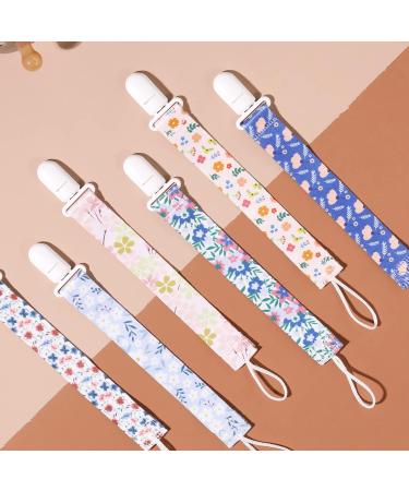 Babeine Floral Pacifier Clips 6 Pack - Pacifier Holder for Boys and Girls - Fits Most Pacifiers Brands - Teether Toys - Flower & Leaf Design - Buy Online on GoSupps.com