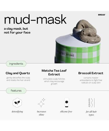 Bread BEAUTY SUPPLY Mud Mask - Detoxifying Hair & Scalp Treatment | Silicone-Free Sulfate-Free Cruelty-Free | 8.3 fl. oz | For All Hair Types | International Shipping Available - Buy Online on GoSupps.com