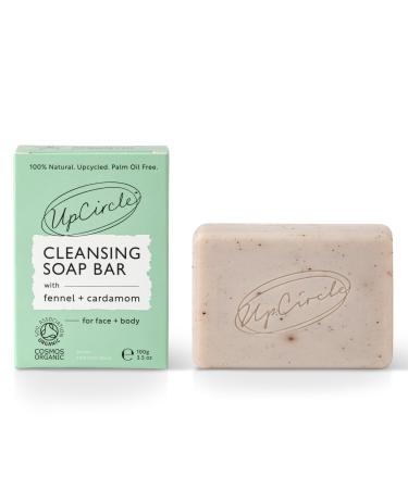UpCircle Fennel + Cardamom Chai Soap Bar 100g - Certified Organic Vegan Cleanser For Face And Body - Green Clay Glycerin + Shea Butter Draw Toxins From Pores - Palm Oil Free