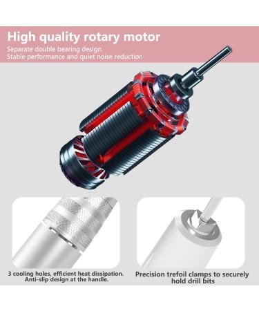 Foxzone Electric Nail Drill - Professional 35000 RPM Portable Nail File with Visible Display Screen for Acrylic Gel Nails - Silver - Buy Online on GoSupps.com