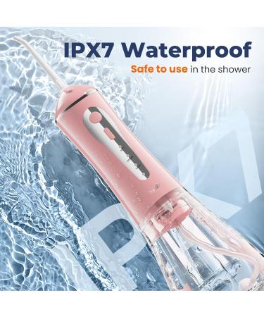 7AM2M Cordless Water Dental Flosser - Rechargeable Portable Teeth Cleaner with 6 Jet Tips & 3 Modes - Rose Pink - Ideal for Travel & Superior Oral Care - Buy Online on GoSupps.com