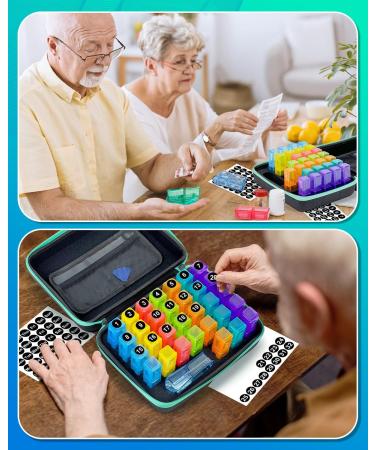 Monthly Pill Organizer & Cutter - 2x Daily Portable Weekly Bag Stickers for Medication Management - Buy Online on GoSupps.com