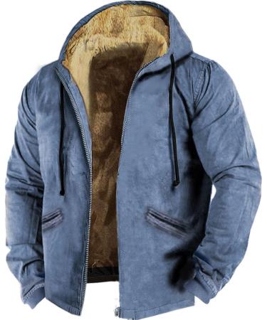 Shop Hanxiulin Men's Oversized Winter Coat - Plush Hoodie Fleece & Down Jackets in Blue (5XL) | Lightweight Windproof & Quilted - Buy Online on GoSupps.com