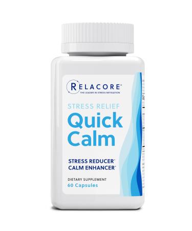 Quick Calm Mood Support Supplement with Ashwagandha L-Theanine Rapid Stress Relief and Relaxation Cortisol Supplement - 60 ct 60 Count (Pack of 1)