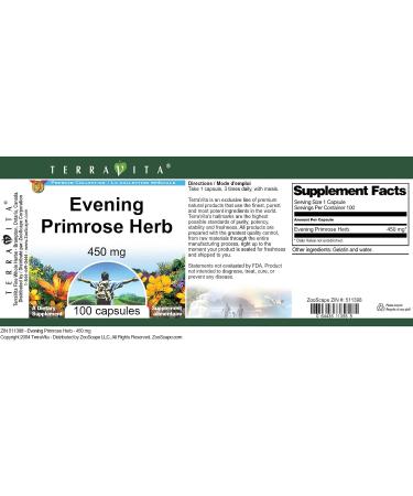 Evening Primrose Herb - 450 mg (100 Capsules ZIN: 511398) - 3 Pack - Buy Online on GoSupps.com