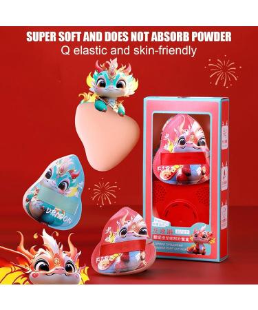 Fukamou Makeup Puff | Dragon Pattern Cosmetic Foundation Blender Sponge Pressed Powder Applicator Pad with Storage Box Beauty Makeup Tools for Loose & Cosmetic Foundation - Buy Online on GoSupps.com