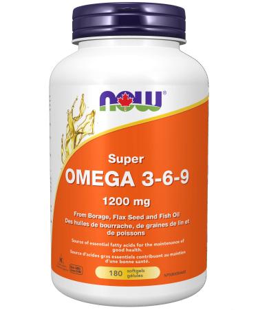 NOW Supplements Super Omega 3-6-9 1 200mg Softgels 180 Count Unflavored 180 count (Pack of 1)
