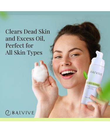 BALVIVE Foaming Facial Cleanser with Salicylic Acid Glycolic Acid & Lactic Acid & Green Tea Extract Face Wash for Acne Oily & Sensitive Skin Makeup Remover & Pore-Cleansing Skincare 6.7 fl oz - Buy Online on GoSupps.com