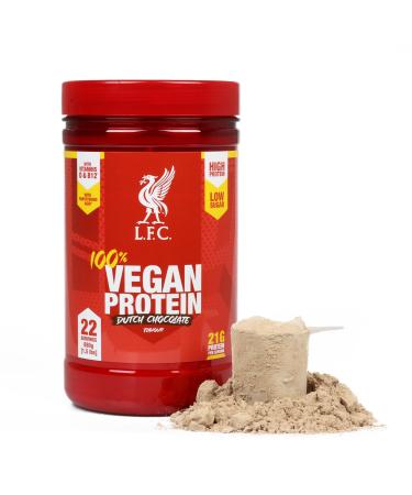 LFC Vegan Protein Powder Dutch Chocolate Flavour 680g 100% Vegan Protein Powder 21g High Protein Low Sugar Vitamin D & B12. 22 Servings | Official Liverpool FC Licensed Product |