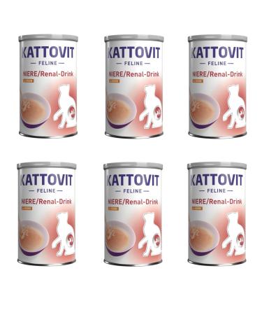 Kattovit Niere/Renal-Drink Chicken | Pack of 6 | 6 x 135 ML | Complementary food for adult cats | Meat pieces with chicken | to support kidney function