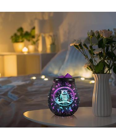 3D Glass Fireworks Electric Wax Melt Warmer LED Owl Design PTC Heating 7 Colors International Shipping Available - Buy Online on GoSupps.com