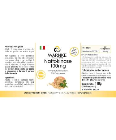 Nattokinase 100mg - 2000 FU Highly Dosed Vegan Tablets by Warnke Vitalstoffe - Buy Online on GoSupps.com