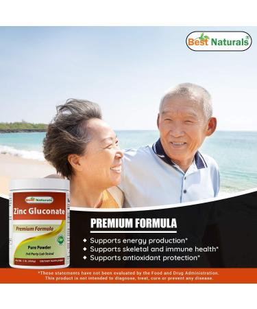 Best Naturals Zinc Gluconate Pure Powder - 1 lb | High-Quality Supplement - Buy Online on GoSupps.com