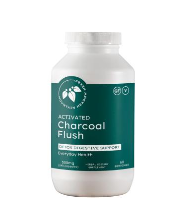 Mountain Meadow Herbs Activated Charcoal Flush Natural Detox Cleanse Supplement for Digestion Gas Relief and Bloating Support Activated Charcoal Capsules for Internal Cleansing 240ct