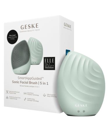 Geske |SmartAppGuided Sonic Facial Brush 5 in 1 |Electric facial cleaning brush |Soft brush made of silicone |Professional facial cleaningFacial cleaning device |Facial massager Green - Buy Online on GoSupps.com