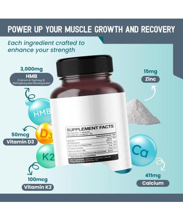 Liposomal HMB with Vitamin D3 K2 & Zinc Advanced Formula Supports Muscle Mass Joint Wellness & Recovery* 180 Capsules (Pack of 1) No Gluten or GMOs 180 Count (Pack of 1) - Buy Online on GoSupps.com