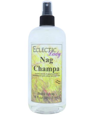Nag Champa Body Spray (Double Strength) 16 ounces Body Mist for Women with Clean Light & Gentle Fragrance Long Lasting Perfume with Comforting Scent for Men & Women Cologne with Soft Subtle 16 Fluid Ounces (Double Strength)