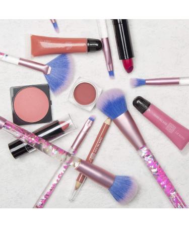 Aquarius Cosmic MakeUp Brush Set Liquid Glitter Handle Foundation Powder Eyeshadow & MultiPurpose Soft Bristles Professional & Beginners MakeUp Tools (Pink with Purple Brush) - Buy Online on GoSupps.com