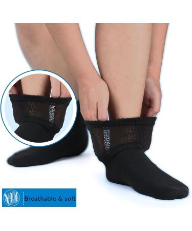 LIN Diabetic Socks 12 Pairs for Men & Women - Non-Binding Circulatory Extra Wide Top Socks for Edema, Neuropathy, Lymphedema - Size 13-15 - Buy Online on GoSupps.com