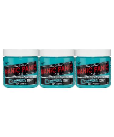 Manic Panic Sea Nymph Pastel Classic Creme Vegan Cruethy Free Green Semi Permanent Hair Dye 3 x 118ml Sea Nymph Pastel 118 ml (3 Series Pack)