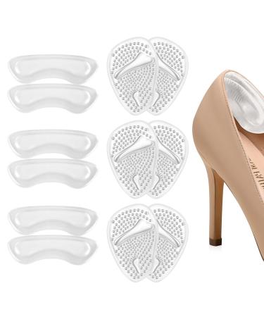 ONUEMP 6 Pairs Heel Pads for Shoes Heel Grips and Ball of Foot Cushions for Women Shoes Silicone Heel Protectors Heel Cushion Inserts Metatarsal Pad for Shoes That are Too Big Heel Pain Relief